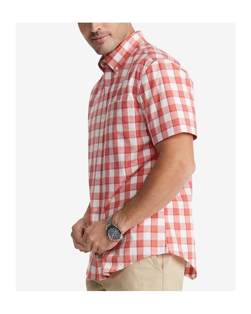 Men's Check Classic Fit Short Sleeve Shirt Pink $20.14 Shirts