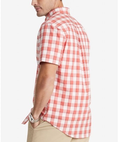 Men's Check Classic Fit Short Sleeve Shirt Pink $20.14 Shirts