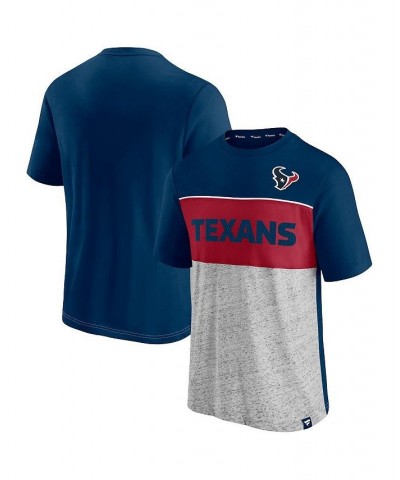 Men's Navy, Heather Gray Houston Texans Colorblock T-shirt $18.40 T-Shirts