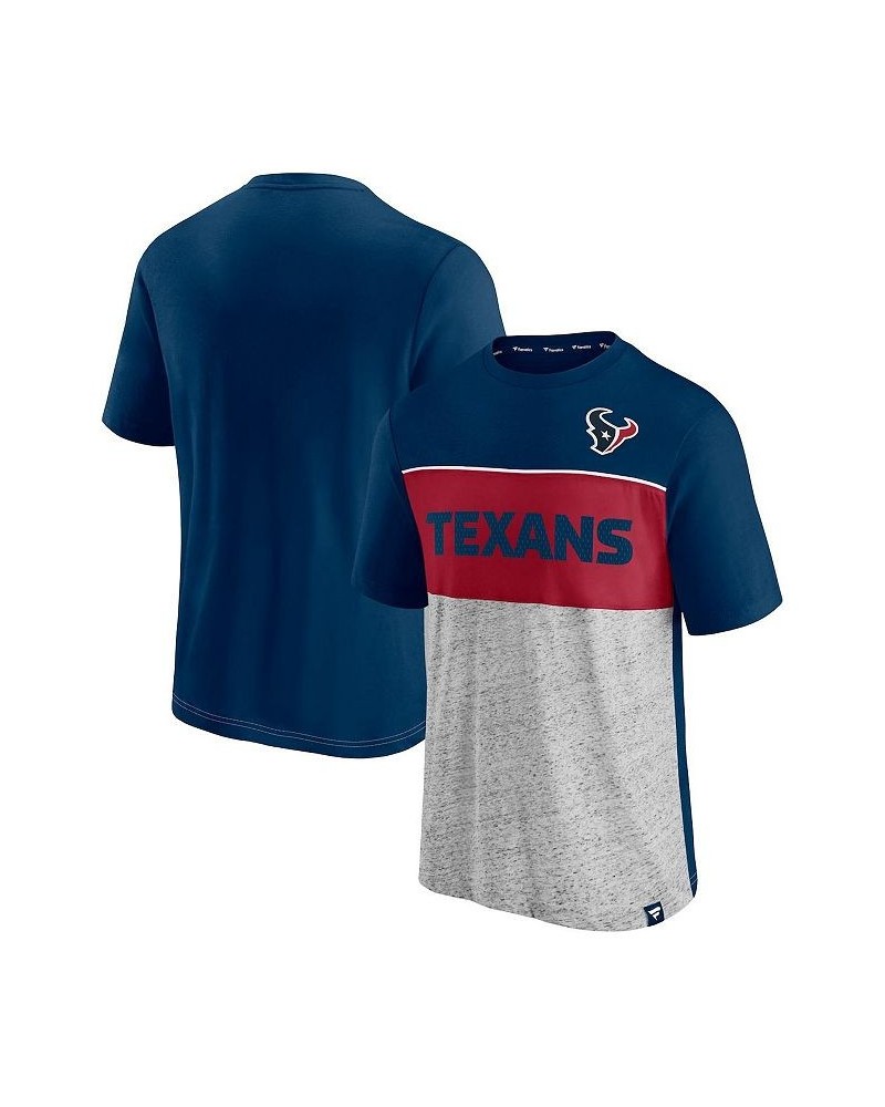 Men's Navy, Heather Gray Houston Texans Colorblock T-shirt $18.40 T-Shirts