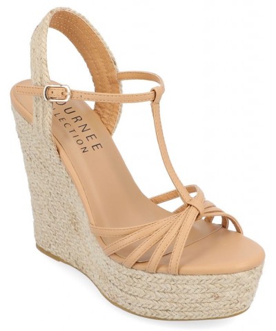 Women's Yara Platform Wedge Sandals Brown $46.20 Shoes