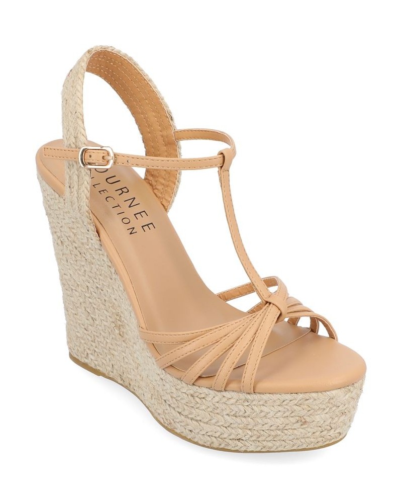 Women's Yara Platform Wedge Sandals Brown $46.20 Shoes