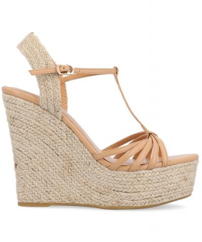 Women's Yara Platform Wedge Sandals Brown $46.20 Shoes