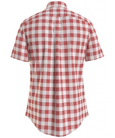 Men's Check Classic Fit Short Sleeve Shirt Pink $20.14 Shirts