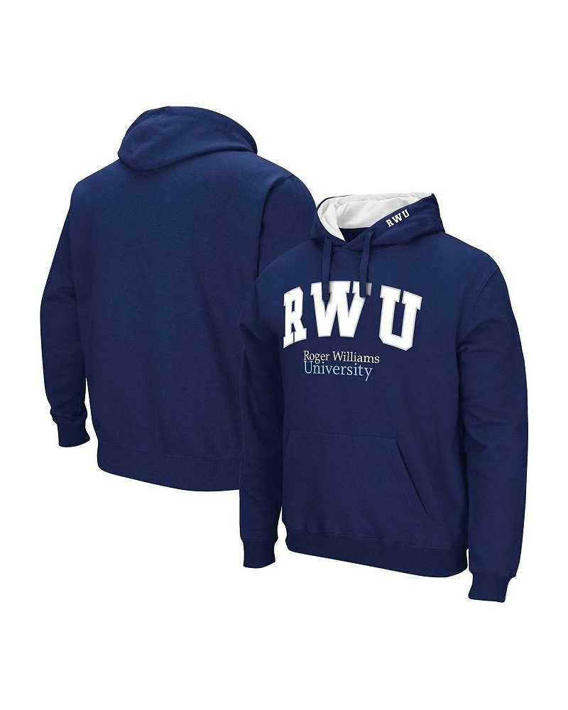 Men's Navy Roger Williams University Arch & Logo Pullover Hoodie $24.60 Sweatshirt