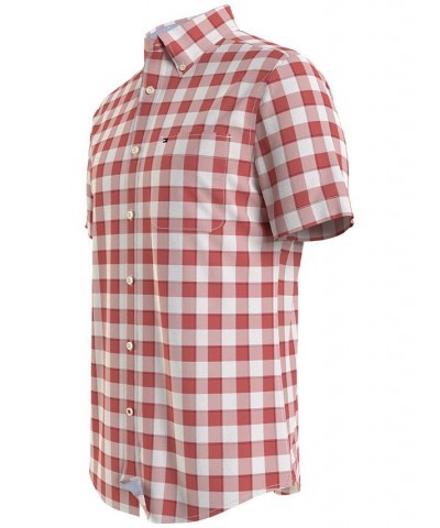 Men's Check Classic Fit Short Sleeve Shirt Pink $20.14 Shirts