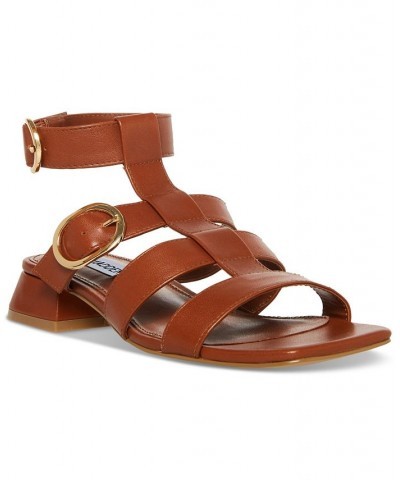 Women's Aylin Ankle-Strap Block-Heel Gladiator Sandals Brown $47.96 Shoes