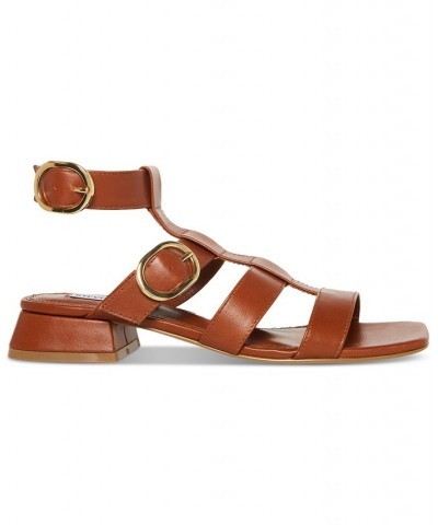 Women's Aylin Ankle-Strap Block-Heel Gladiator Sandals Brown $47.96 Shoes