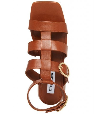 Women's Aylin Ankle-Strap Block-Heel Gladiator Sandals Brown $47.96 Shoes