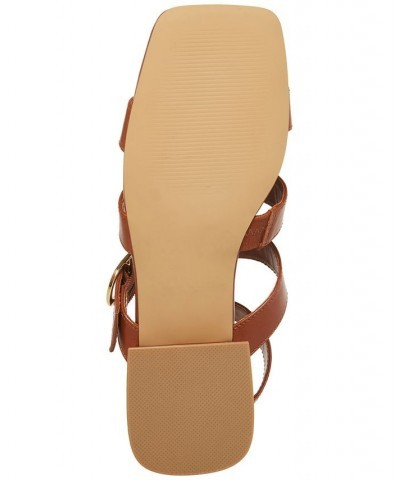 Women's Aylin Ankle-Strap Block-Heel Gladiator Sandals Brown $47.96 Shoes