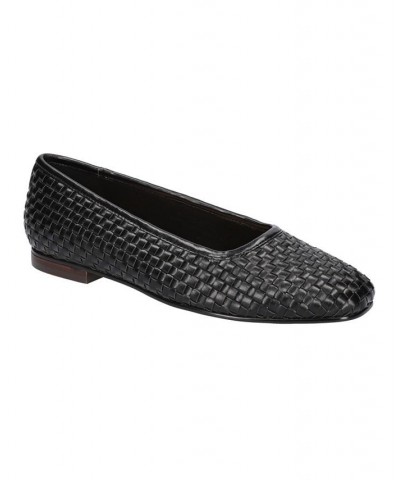 Women's Kimiko Square Toe Flats Black $45.10 Shoes