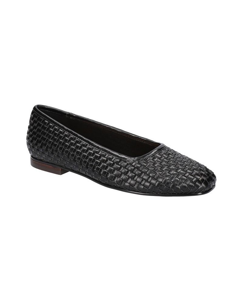 Women's Kimiko Square Toe Flats Black $45.10 Shoes