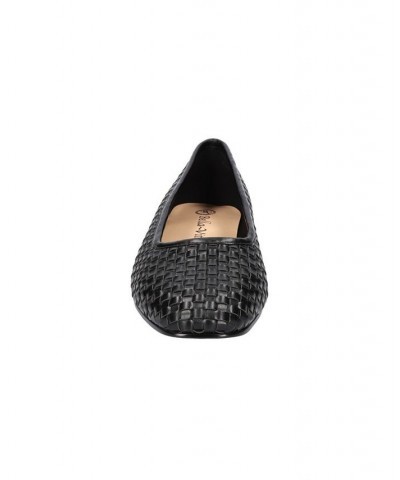 Women's Kimiko Square Toe Flats Black $45.10 Shoes