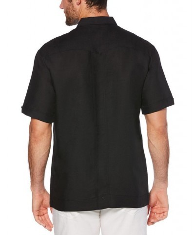 Short-Sleeve Embroidered Guayabera Shirt Black $21.62 Shirts