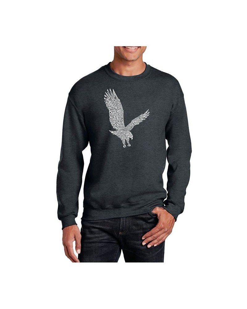 Men's Word Art Eagle Crewneck Sweatshirt Gray $29.49 Sweatshirt