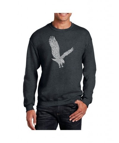 Men's Word Art Eagle Crewneck Sweatshirt Gray $29.49 Sweatshirt