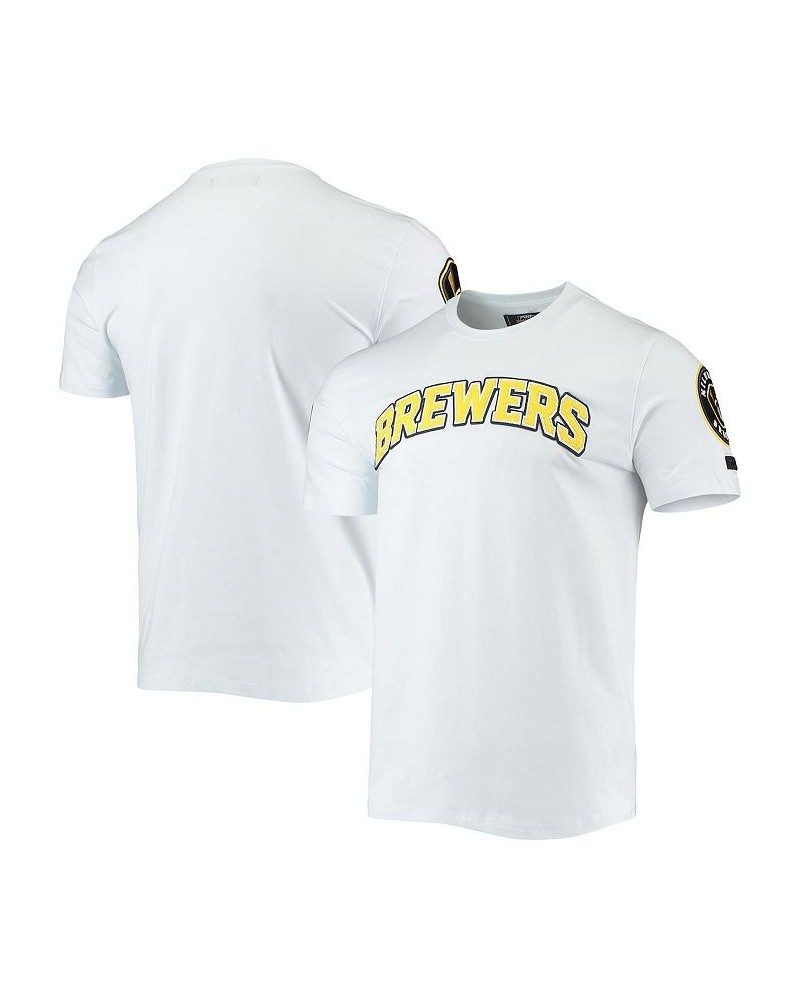 Men's White Milwaukee Brewers Team Logo T-shirt $25.80 T-Shirts