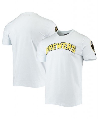 Men's White Milwaukee Brewers Team Logo T-shirt $25.80 T-Shirts