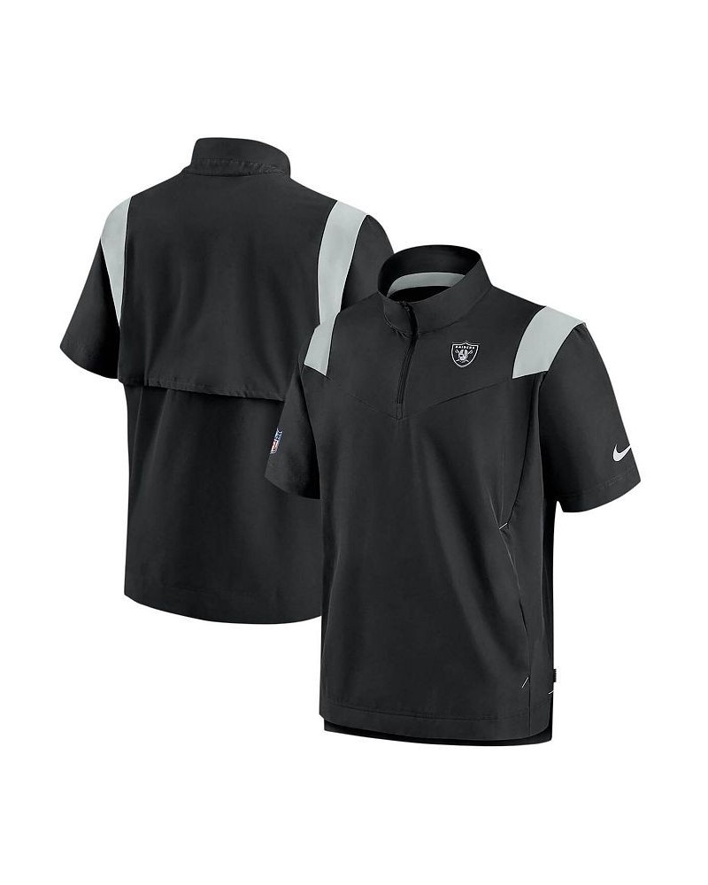 Men's Black Las Vegas Raiders Sideline Coaches Short Sleeve Quarter-Zip Jacket $25.42 Jackets