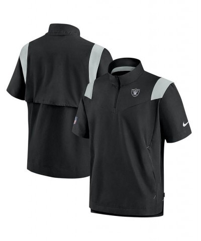 Men's Black Las Vegas Raiders Sideline Coaches Short Sleeve Quarter-Zip Jacket $25.42 Jackets