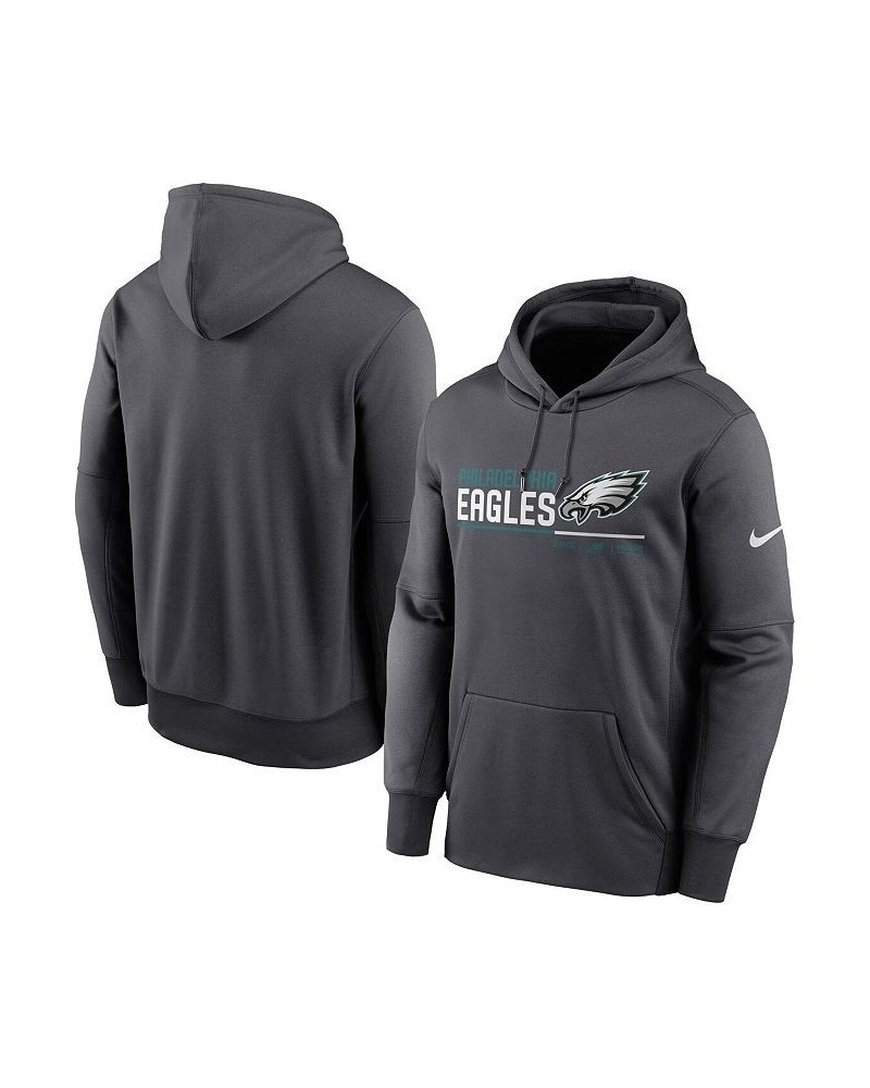 Men's Anthracite Philadelphia Eagles Prime Logo Name Split Pullover Hoodie $38.49 Sweatshirt