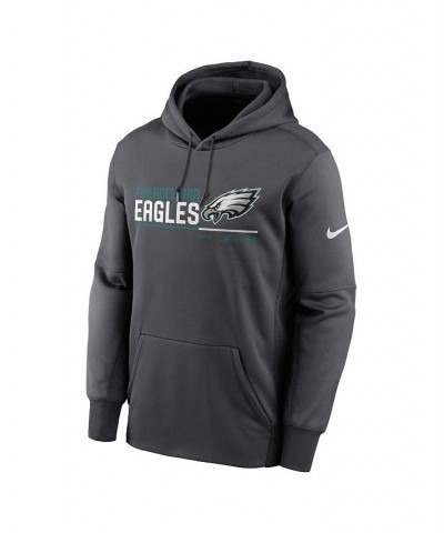 Men's Anthracite Philadelphia Eagles Prime Logo Name Split Pullover Hoodie $38.49 Sweatshirt