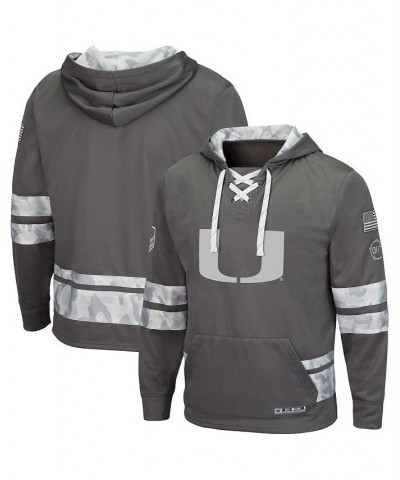 Men's Gray Miami Hurricanes OHT Military-Inspired Appreciation Lace-Up Pullover Hoodie $39.20 Sweatshirt