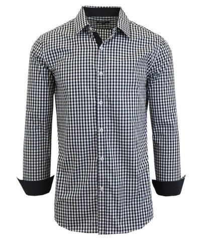 Men's Long Sleeve Gingham Dress Shirt PD01 $31.28 Shirts