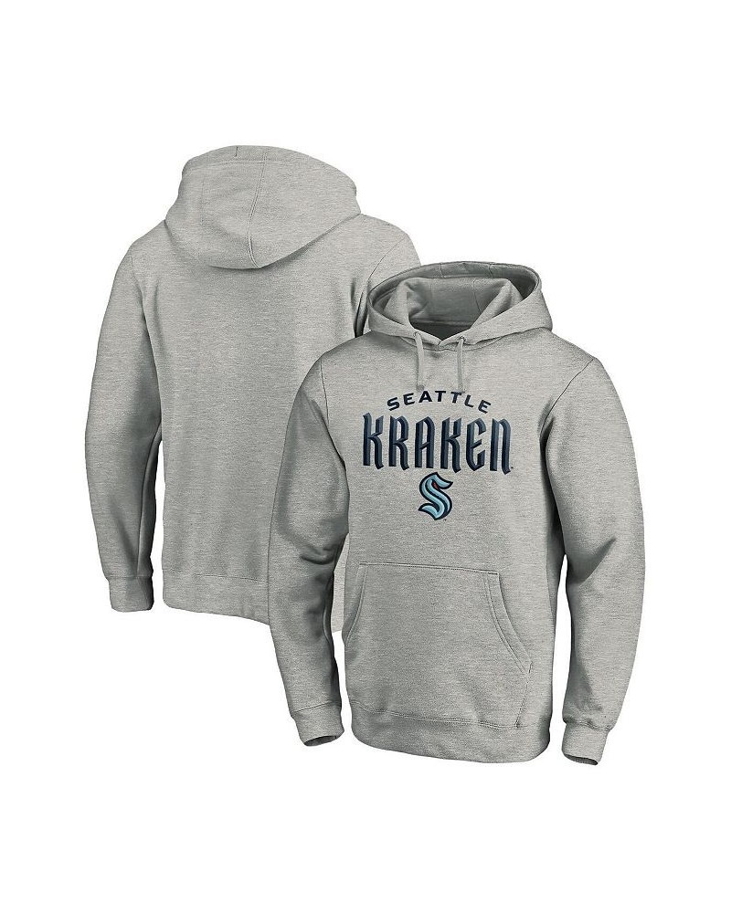 Men's Branded Heather Gray Seattle Kraken Team Lockup Pullover Hoodie $31.31 Sweatshirt