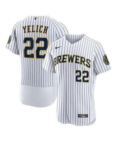 Men's Christian Yelich White Milwaukee Brewers Team Alternate Authentic Player Jersey $166.50 Jersey