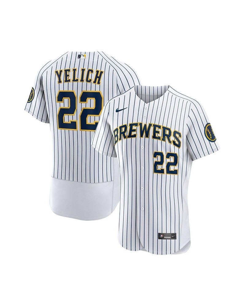 Men's Christian Yelich White Milwaukee Brewers Team Alternate Authentic Player Jersey $166.50 Jersey