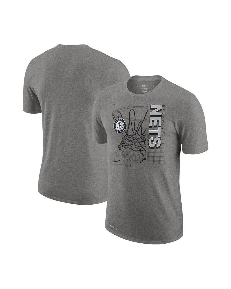 Men's Heathered Gray Brooklyn Nets Essential Hoop Performance T-shirt $20.25 T-Shirts