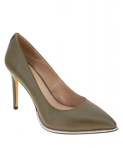 Women's Harlia Pointy Toe Pump Dark Olive $44.03 Shoes