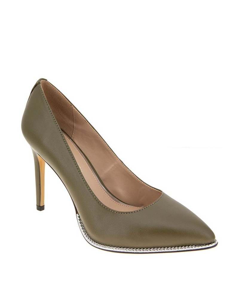 Women's Harlia Pointy Toe Pump Dark Olive $44.03 Shoes