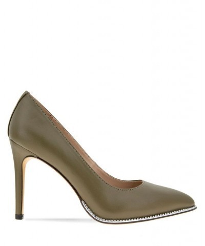 Women's Harlia Pointy Toe Pump Dark Olive $44.03 Shoes