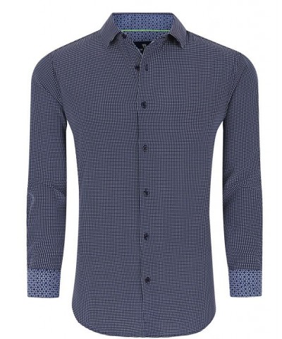 Men's Slim Fit Performance Geometric Button Down Shirt PD04 $26.54 Shirts