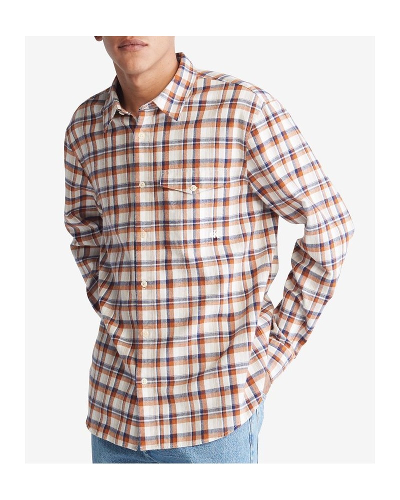 Men's Long-Sleeve Plaid Pocket Shirt Orange $27.70 Shirts