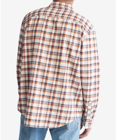 Men's Long-Sleeve Plaid Pocket Shirt Orange $27.70 Shirts