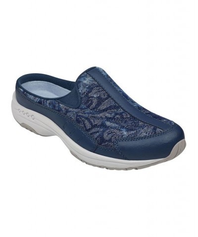 Women's Traveltime Round Toe Casual Slip-on Mules Blue $33.97 Shoes