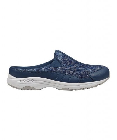 Women's Traveltime Round Toe Casual Slip-on Mules Blue $33.97 Shoes