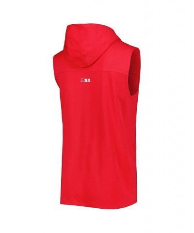 Men's Red Kansas City Chiefs Relay Sleeveless Pullover Hoodie $36.75 T-Shirts