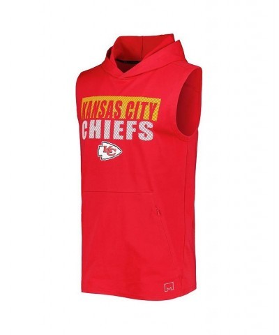 Men's Red Kansas City Chiefs Relay Sleeveless Pullover Hoodie $36.75 T-Shirts