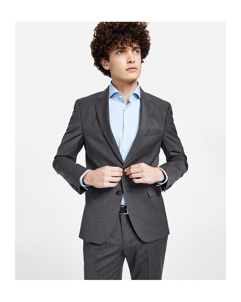 Men's Modern Fit Wool Suit Separate Jacket Gray $62.70 Suits