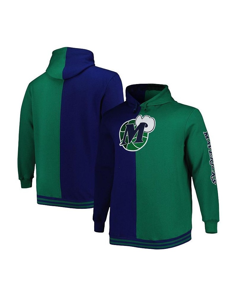 Men's Navy, Green Dallas Mavericks Big and Tall Hardwood Classics Split Pullover Hoodie $42.00 Sweatshirt