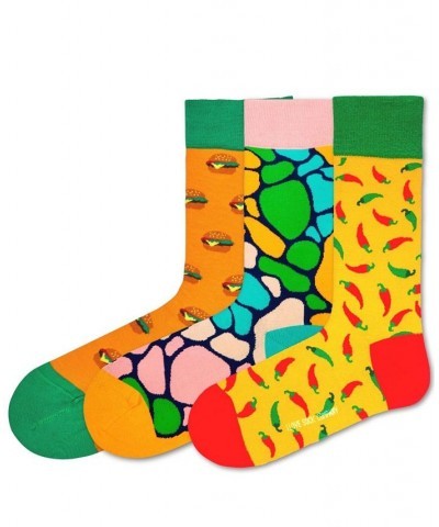 Men's Luxury Novelty Crew Socks in Chili Burger Gift Box, Pack of 3 Multi $23.98 Socks