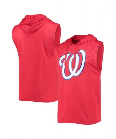 Men's Red Washington Nationals Sleeveless Pullover Hoodie $33.63 T-Shirts