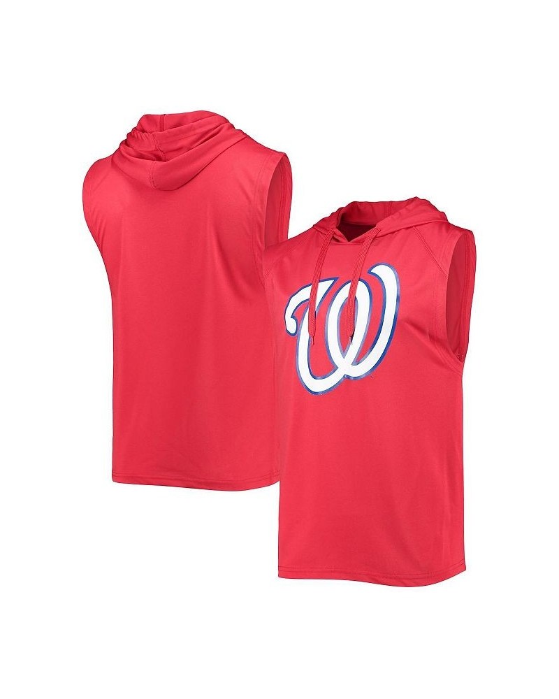 Men's Red Washington Nationals Sleeveless Pullover Hoodie $33.63 T-Shirts