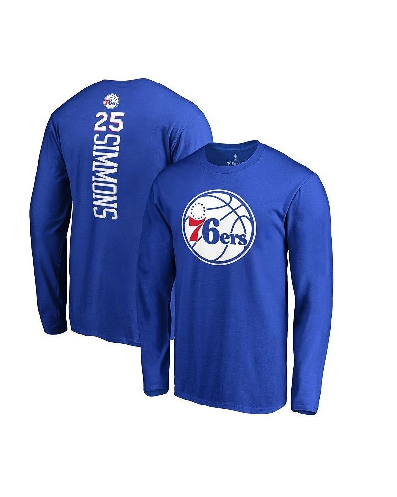 Men's Branded Ben Simmons Royal Philadelphia 76ers Backer Name and Number Long Sleeve T-shirt $18.71 T-Shirts