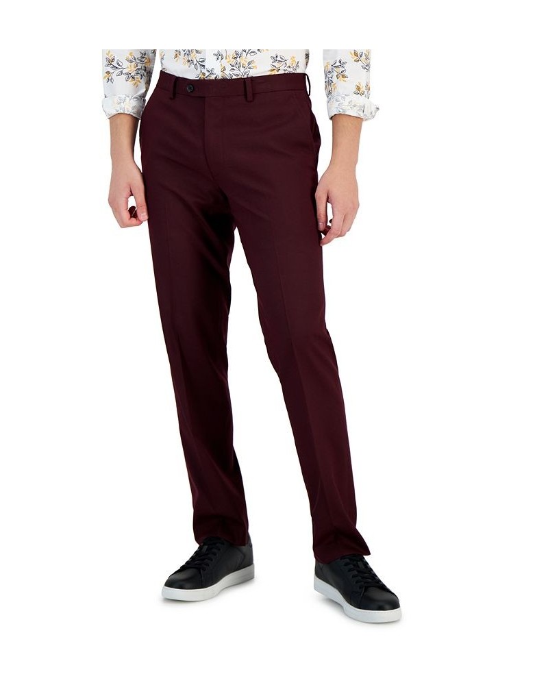 Men's Slim-Fit Burgundy Solid Suit Pants Red $39.20 Pants