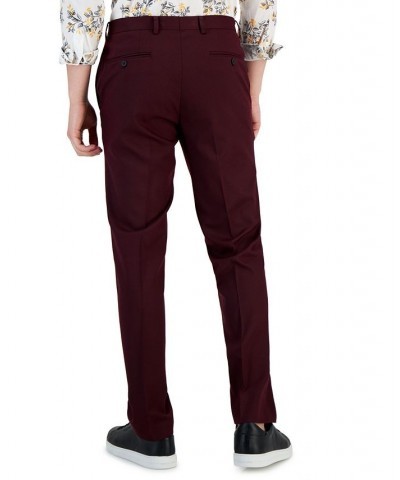 Men's Slim-Fit Burgundy Solid Suit Pants Red $39.20 Pants